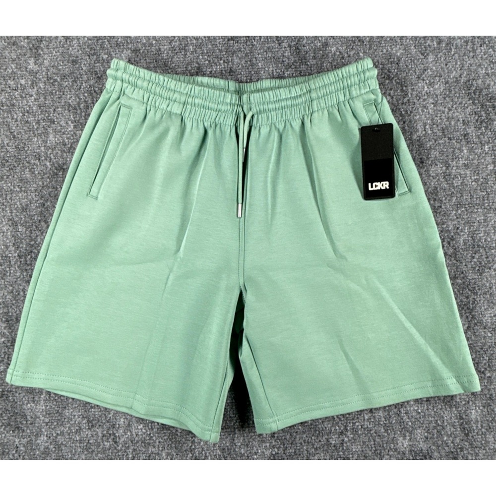 LCKR Boys Medium 10-12 GSB Hudson Knit Drawstring Shorts Dark Seafoam Green NWT